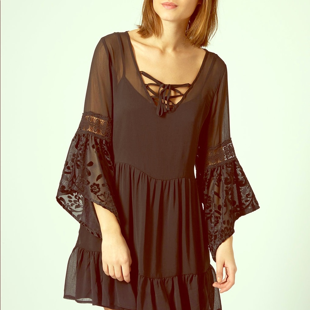 Band of Gypsies Boho Chiffon Dress- Red